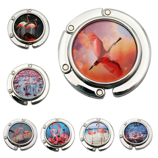 

portable metal foldable desk bag purse hook bag hanger purse hook handbag holder shell folding table flamingo
