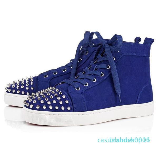 

rivet men red bottom shoes high-cut shoes for women sneakers leather loafers footwear spring c16, Black