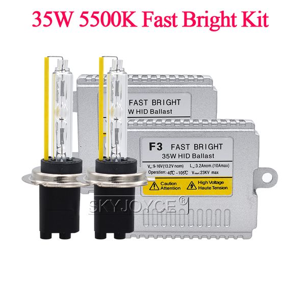 

35w fast bright car headlight kit 5500k xenon h7 h1 h11 9005 hb4 9012 d2h hid bulb kit ac 12v quick start 35w f3 ballast reactor
