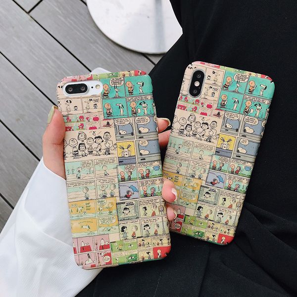 

for iphone xr xs max phone case retro cartoon snoopy lovely 6 7 8 x plus pc all-inclusive matte hard cell phone cases