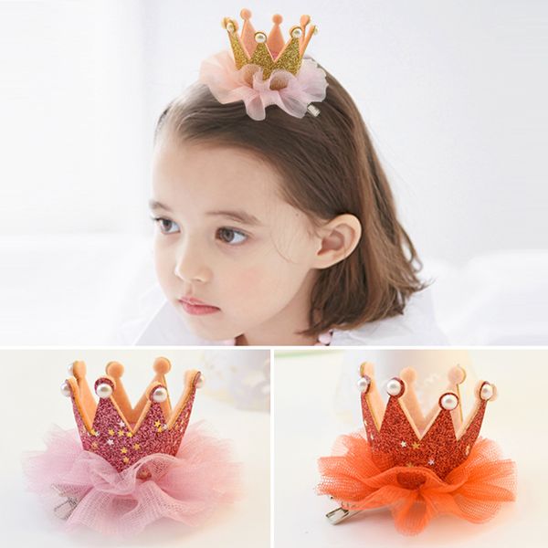 

new lovely cute girls crown princess hair clip lace pearl shiny star headband hairpins hair band headwear accessories, Slivery;white