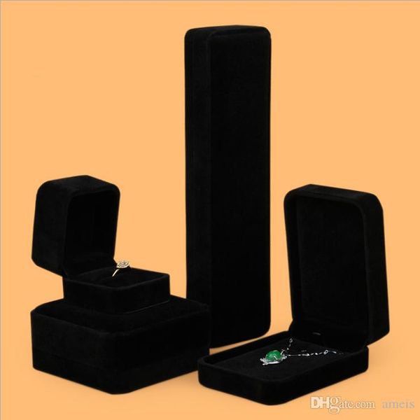 

brand high-end vevlet jewelry box for gift wedding pendant bracelet necklace box for wife wedding el anillo de collar de ing, Black;white