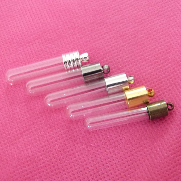 

100pcs/lot---6x30mm rice vial glass wishing bottle & rubber & meteal cap, Bronze;silver