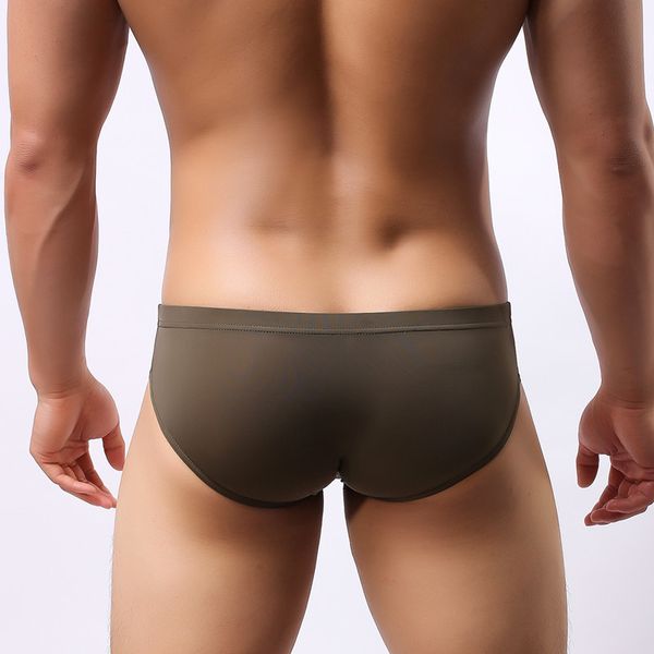 

man head u convex pocket underwear ultra-thin transparent ice silk male briefs cueca masculina, Black;white