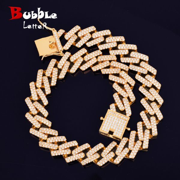 

18mm miami cuban choker square link necklace gold silver color iced out cubic zirconia rock hip hop style men's jewelry