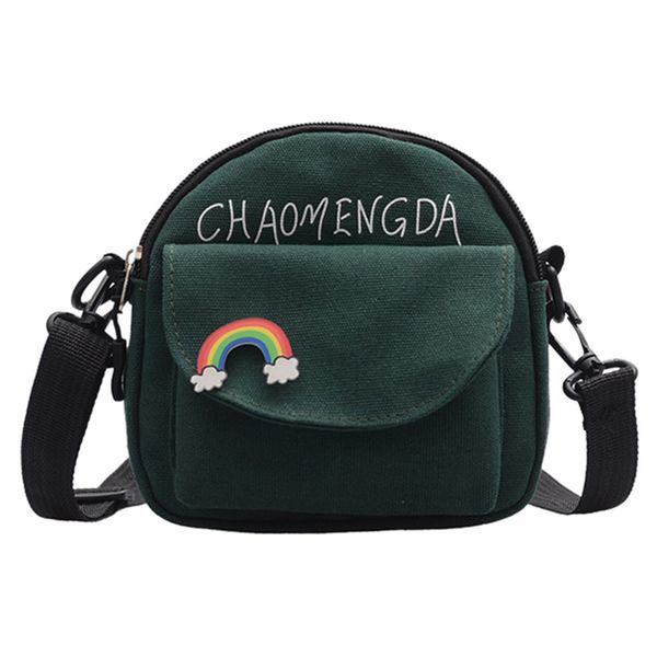 

bag women solid color zipper handbag cute cartoon messenger bags canvas phone coin casual shoulder bag messenger #0813