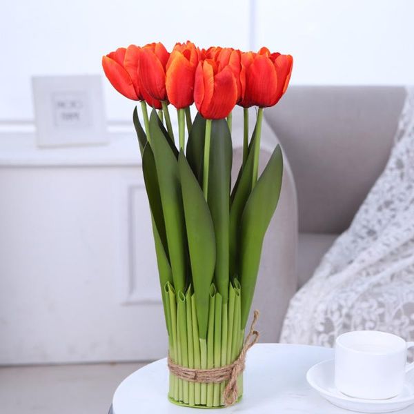 

12 artificial tulip flowers bouquet real touch flowers tulip bouquet mariage for home party wedding decorations fake flower