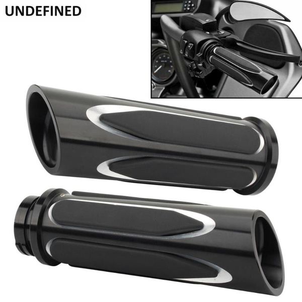 

shallow cut soft touch comfort hand grips black for touring street glide road king 25mm 1''handlebar grip universal