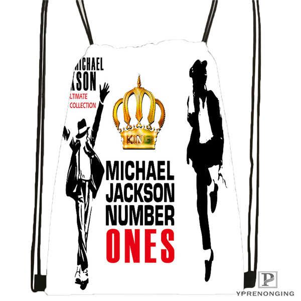 

custom michael jackson drawstring backpack bag cute daypack kids satchel (black back) 31x40cm#20180611-02-64