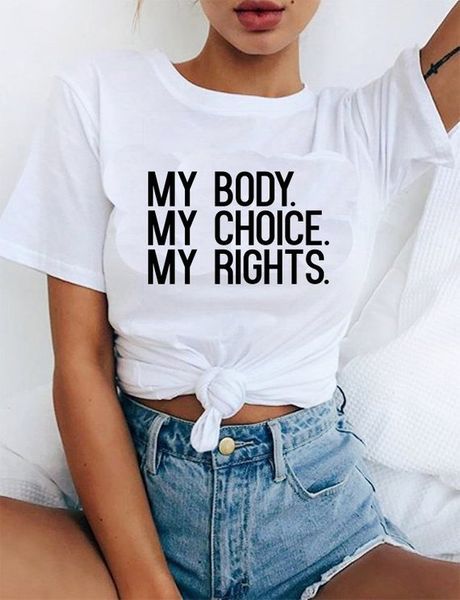 

sugarbaby feminist t-shirt my body my choice rights women's rights cool feminism tee short sleeve tumblr feminist t shirt, White