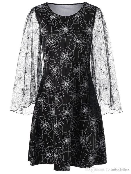 

designer spider web print dress womens flare sleeve halloween casual dresses fashion ladies short summer clothes, Black;gray