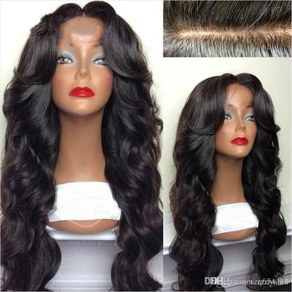 

wig silk basehigh temperature wire wigs with pre-plucked density brazilian wigs with wavy wig brazilian wig, Black