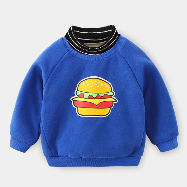 

1-6yrs baby boys clothes winter plus velet sweatshirts turtleneck cotton pullover thick warm basic clothes for girls tshirts, Black