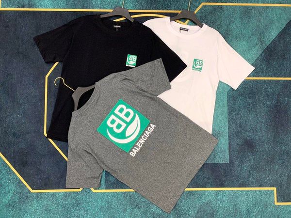

2020 french spring and summer latest fashion environmental protection letter printing t-shirt men and women high-quality black white tee, White;black