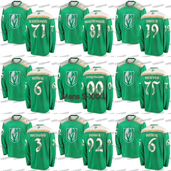 

2019 St. Patrick's Day Vegas Golden Knights Marc-Andre Fleury Alex Tuch Deryk Engelland Brayden McNabb Jon Merrill Brad Hunt Hockey Jerseys