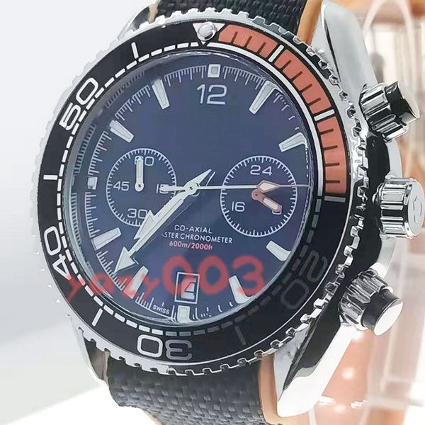 

luxury watch mens ss master 600m full function chrongraph sea co-axial bond 007 desinger men watches quarz movement rubber band wristwatches, Slivery;brown