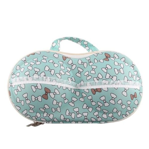 

blue and white bowknot portable travel bra underwear lingerie organizer bag