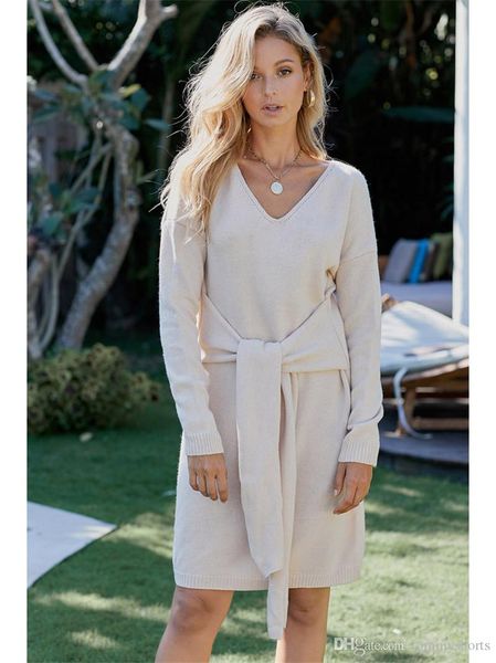 

sexy v шеи женская повседневные платья мода узелок женские свитера обшитую панелями платья повседневные суки одежды, Black;gray