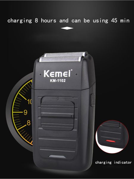

new kemei km-1102 rechargeable cordless shaver for men twin blade reciprocating beard razor face care multifunction strong trimmer tools