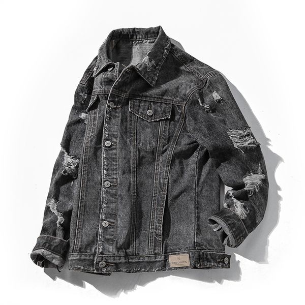 

autumn and winter denim jacket fat big size denim hole jacket s-6xl, Black;brown