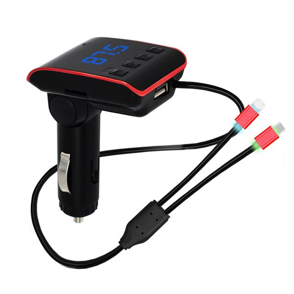 

12-24v car fm transmitter kit bt hands-call car mp3 player support 32gb tf card/u-disk play 90 degree rotation