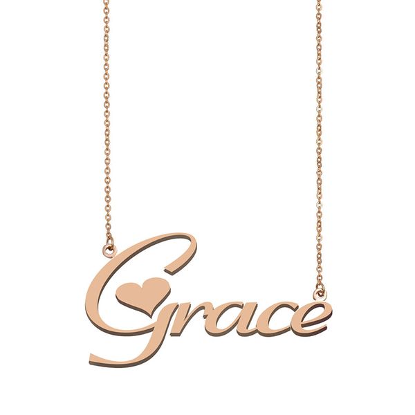 Collana con nome personalizzato Grace collane personalizzate in argento sterling per donna Targhetta con nome Gioielli per bambini Best Friends Acciaio inossidabile placcato oro 18k