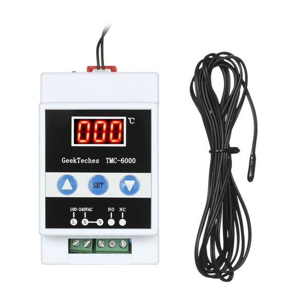 

guide rail digital temperature controller thermostat refrigeration thermoregulator tmc-6000 with water drop probe/magnet probe