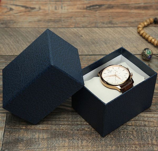 

мода роскошные часы коробка бумаги прямоугольник коробки для часов с подушкой 3 цвета коробки подарков чехол для ювелирных изделий часы нару, Black;blue