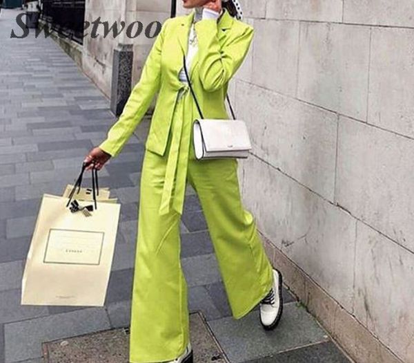 

women office blazer 2 two piece set solid neon orange notched collar short blazer suits jacket suit set, White