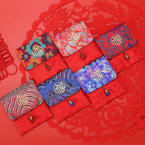 Pacotes de dinheiro de jóias chinesas Brocade vermelhos envelopes padrão requintado moeda bolsa bolsa de presente de casamento saco