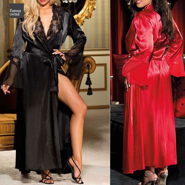 

нижнее и ночное белье v шеи кружева sexy длинные эротические nightdress женщины night мантий open промежность maxi night платье женское бель, Black;red