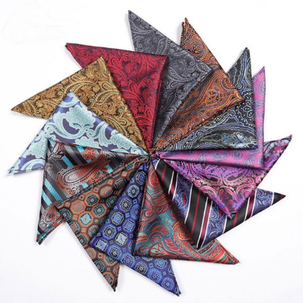 

371 Style Men Pocket Square Handkerchiefs Wedding Party Fashion Accessories Paisley Silk Suit Tie Handmade Handkerchief Stripes Plaids Dots