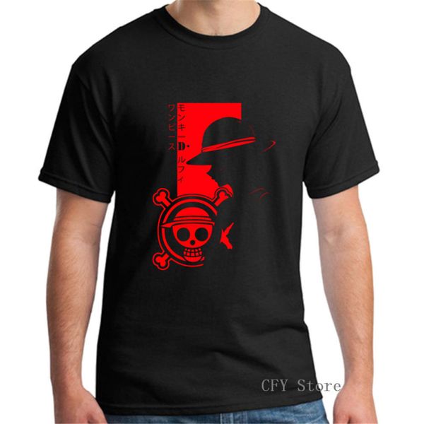 

luffy one piece pirate king t-shirt cozy and breathable men t shirts loos short sleeve 100%cotton tees, White;black