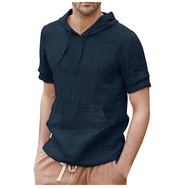 

vogue tide summer hoodies linen shirt mens blouse pullover casual lightweight short sleeve shirts blouses camisas, White;black
