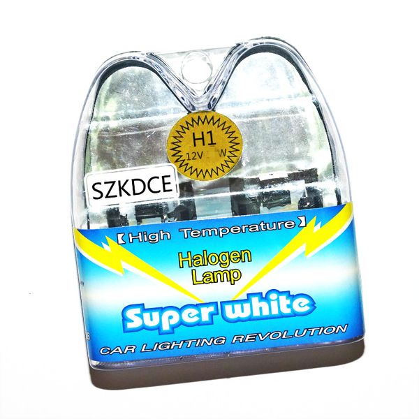 

szkdce 2pcs h1 12v 55w 6000k h1 xenon super white halogen car light source bulbs automobile headlights auto lamp parking cars