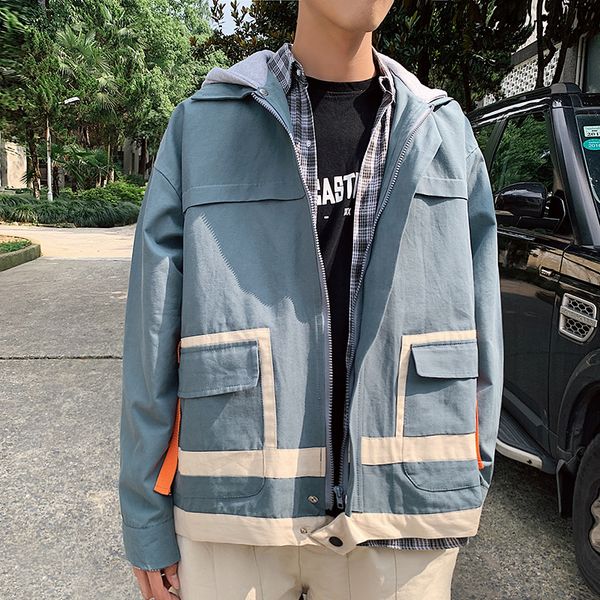 

autumn work clothes youth lovers jacket men loose coat streetwear chaqueta hombre hip hop hooded m-5xl fashion harajuku korea, Black;brown