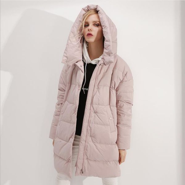 

winter new fashion brand longer thicker white duck down coats female hooded thicker warm duck down coat for cold weather wq2369, Black