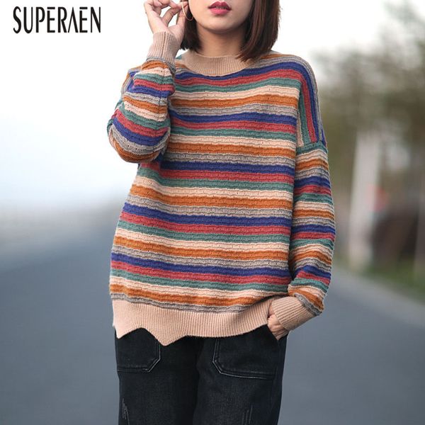 

superaen korean style pullovers sweaters women casual 2019 winter and autumn new ladies sweater round collar fashion knit, White;black