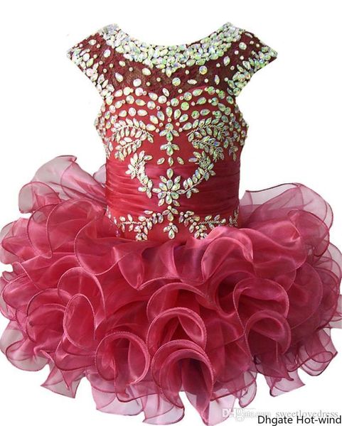 

2020 new sequin crystal beaded ruffle jewel organza dresses infant skirts for toddler tutu girl first communion dresses, White;red