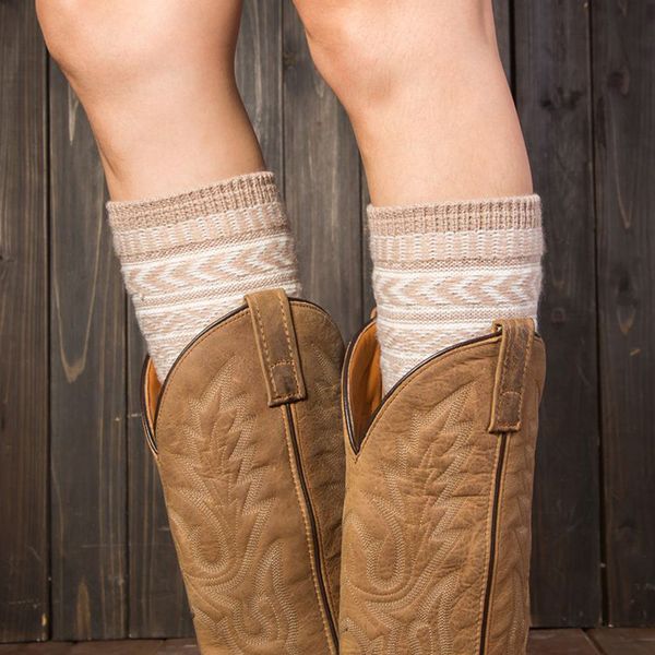 

la maxpa woman fall boot sock knit women contrast color leg warmer stripe warm boot cuffs winter gaiter k2167, Black;white