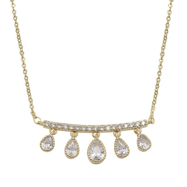 

2020 fashion zircon pendant necklace water drop crystal rhinestone statement chocker necklace for women wedding jewelry, Silver