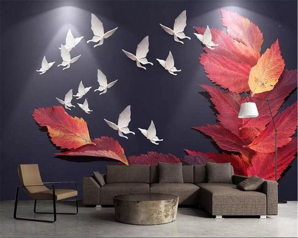 Beibehang Mural wallpaper moderno e minimalista preto estéreo 3D em relevo bordo borboleta parede de fundo dança TV mural de papel de parede 3d