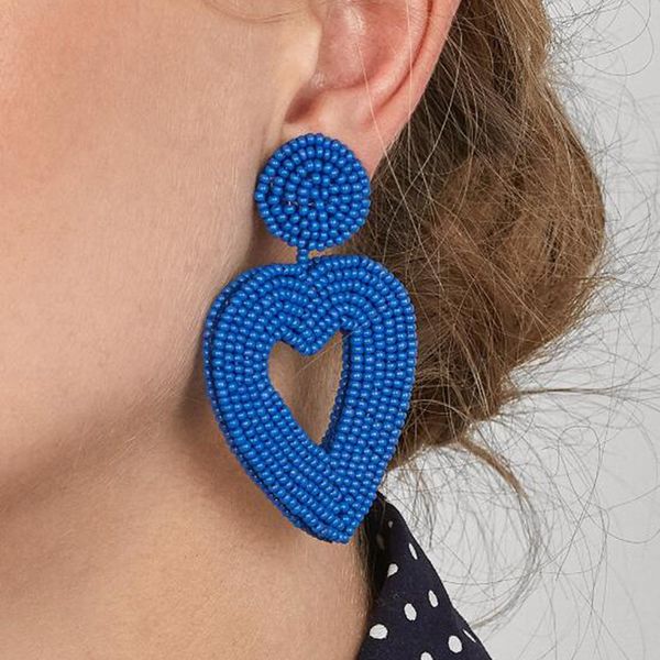 

европейский и американский стиль новый бисер серьги ручной атмосферный heart-shaped стиле серьги, Golden