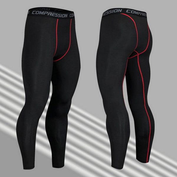 

mjartoria men's tights trousers trainings gyms clothing jogger sports leggings athleisure comfortable sportswear elastic pants, Black