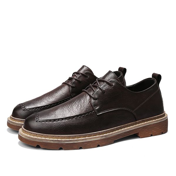 

vintage oxford male loafers fashion leather casual men shoes classic leisure loafers male breathable lace up men shoes hc-582, Black