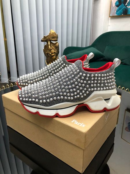 

fast delivery new style high-end luxury men's casual sneakers triple fashion men's brand men's shoes platform studded shoes s, Black