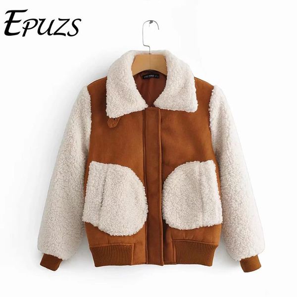 

autumn winter lambs wool coats and jackets korean outwear streetwear thick wram suede jacket chaqueta mujer 2019, Black;brown