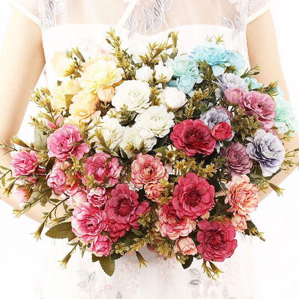 

6 cm 14 flower head molatu dahlia autumn fake lily rose silk flower artificial flower for wedding diy party decoration home room decor -14
