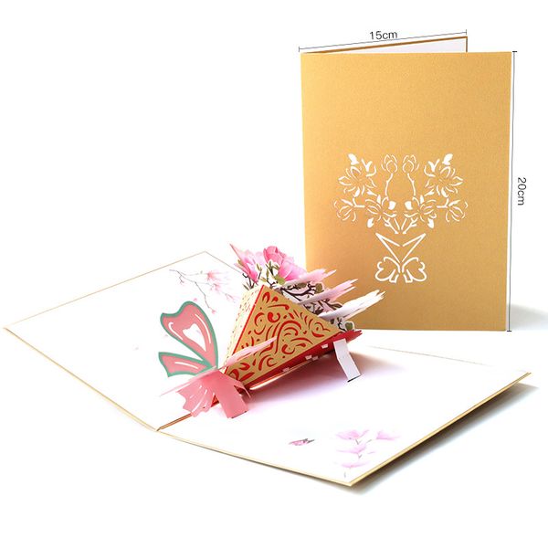 

teacher's day thanksgiving greeting card birthday greetings creative gift 3d magnolia flower bouquet paper cards for festive