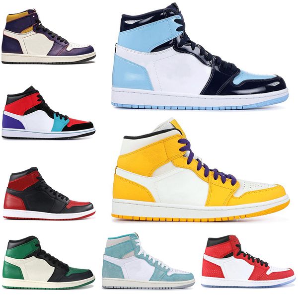 

2019 Designer UNC Basketball Shoes 1 1s men women PSG Top 3 Court Purple SPIDERMAN BANNED Athletic Sneakers Sports mens trainers size 36-46